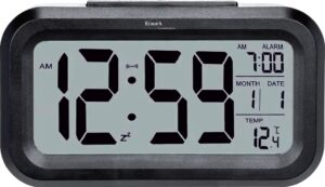 ELITE Sveglia digitale con luce LED automatica (sensore crepuscolare) - NERO - Digital alarm clock with automatic LED light (twilight sensor) - BLACK (DV201_B) Unisex WATCHES