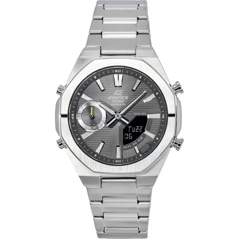 Casio Edifice Analog Digital Smartphone Link Stainless Steel Grey Dial Quartz ECB-S10D-8A 100M Men's Watch