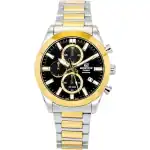 Casio Edifice Analog Chronograph Two Tone Stainless Steel Black Dial Quartz EFB-710SG-1AV 100M Men's Watch