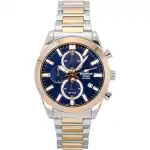 Casio Edifice Analog Chronograph Two Tone Stainless Steel Blue Dial Quartz EFB-710SG-2AV 100M Men's Watch