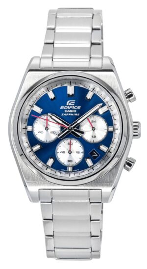 Casio Edifice Analog Chronograph Stainless Steel Blue Dial Quartz EFB-730D-2AV 100M Men's Watch