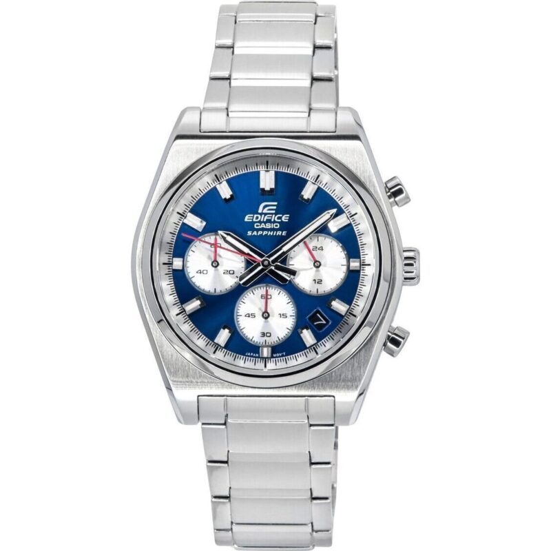 Casio Edifice Analog Chronograph Stainless Steel Blue Dial Quartz EFB-730D-2AV 100M Men's Watch