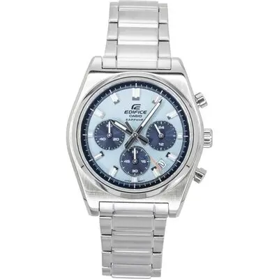 Casio Edifice Analog Standard Chronograph Stainless Steel Blue Dial Quartz EFB-730D-2BV 100M Men's Watch