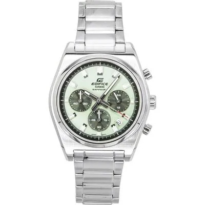 Casio Edifice Analog Standard Chronograph Stainless Steel Green Dial Quartz EFB-730D-3AV 100M Men's Watch
