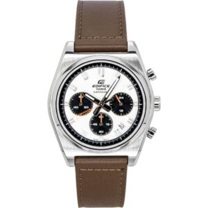 Casio Edifice Analog Standard Chronograph Leather Strap Ivory Dial Quartz EFB-730L-7AV 100M Men's Watch