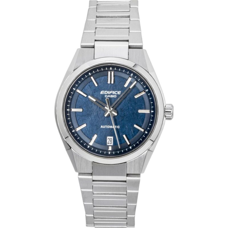 Casio Edifice Analog Stainless Steel Forged Carbon Blue Dial Automatic EFK-100D-2A 100M Men's Watch