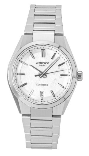 Casio Edifice Analog Stainless Steel Forged Carbon White Dial Automatic EFK-100D-7A 100M Men's Watch