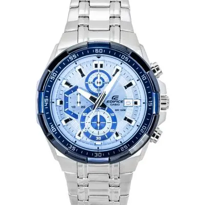 Casio Edifice Analog Standard Chronograph Stainless Steel Blue Dial Quartz EFR-539DE-2AV 100M Men's Watch