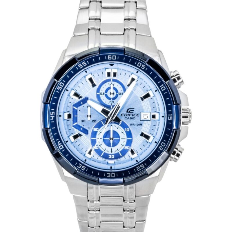 Casio Edifice Analog Standard Chronograph Stainless Steel Blue Dial Quartz EFR-539DE-2AV 100M Men's Watch