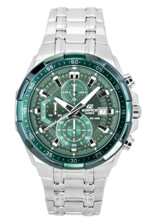 Casio Edifice Analog Standard Chronograph Stainless Steel Green Dial Quartz EFR-539DE-3AV 100M Men's Watch