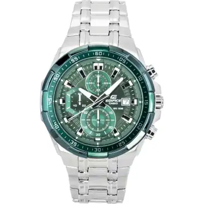 Casio Edifice Analog Standard Chronograph Stainless Steel Green Dial Quartz EFR-539DE-3AV 100M Men's Watch