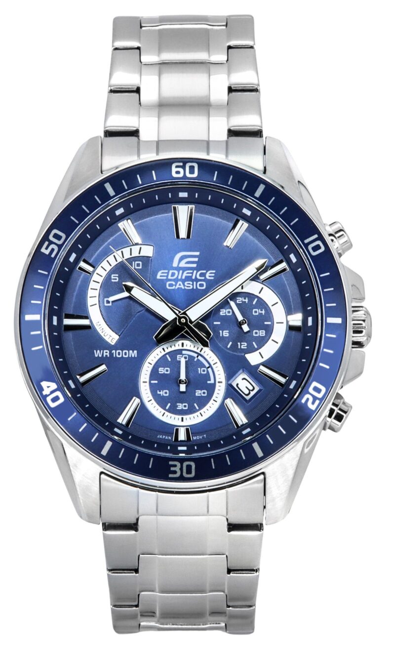 Casio Edifice Analog Standard Chronograph Stainless Steel Blue Dial Quartz EFR-552D-2A 100M Men's Watch