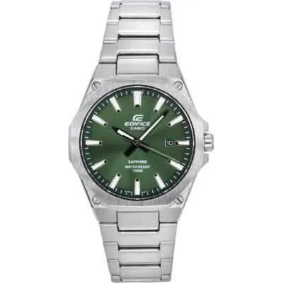 Casio Edifice Sapphire Crystal Analog Stainless Steel Green Dial Quartz EFR-S108D-3A 100M Men's Watch
