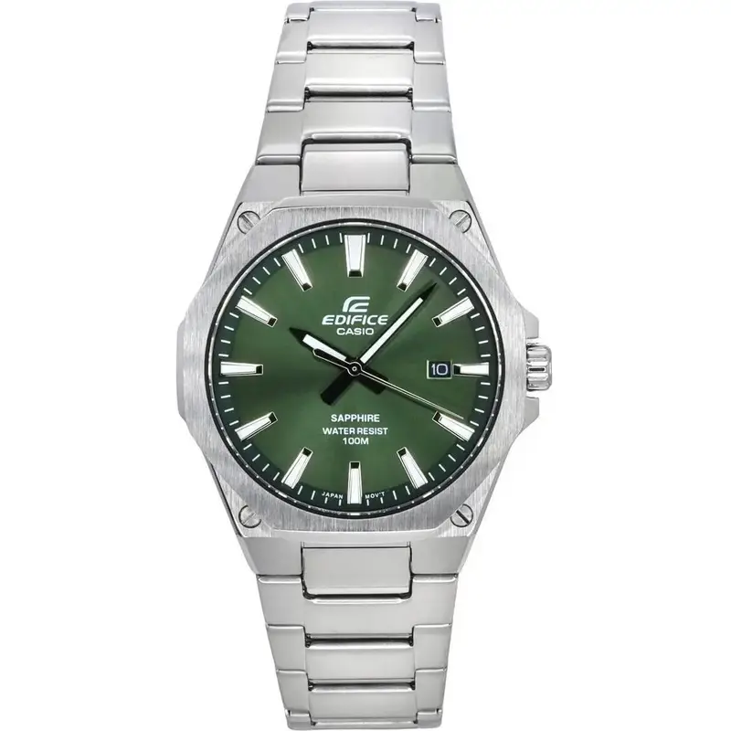 Casio Edifice Sapphire Crystal Analog Stainless Steel Green Dial Quartz EFR-S108D-3A 100M Men's Watch