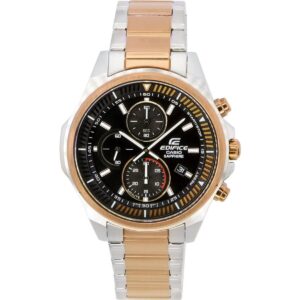 Casio Edifice Black Dial Two Tone Quartz EFR-S572GS-1A EFRS572GS-1 100M Men's Watch