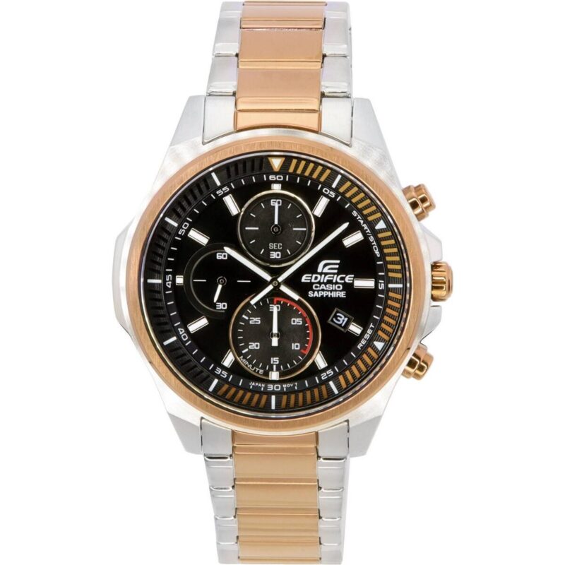 Casio Edifice Black Dial Two Tone Quartz EFR-S572GS-1A EFRS572GS-1 100M Men's Watch