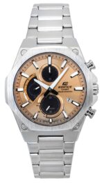 Casio Edifice Slim Line Analog Chronograph Stainless Steel Copper Dial Solar EFS-S570D-5A 100M Men's Watch