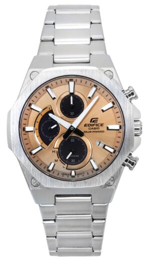 Casio Edifice Slim Line Analog Chronograph Stainless Steel Copper Dial Solar EFS-S570D-5A 100M Men's Watch