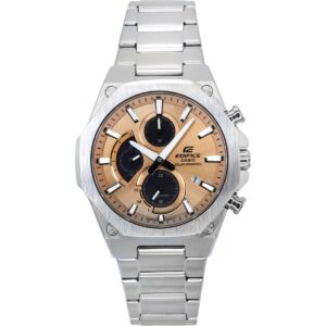 Casio Edifice Slim Line Analog Chronograph Stainless Steel Copper Dial Solar EFS-S570D-5A 100M Men's Watch