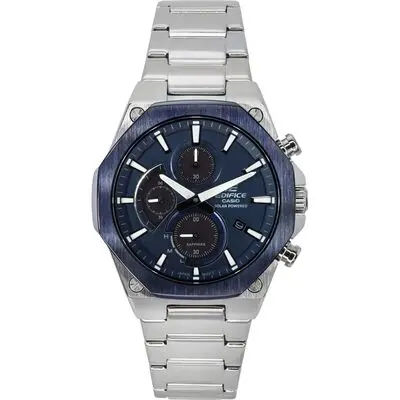 Casio Edifice Analog Slim Line With Sapphire Crystal Chronograph Blue Dial Solar EFS-S570DB-2A 100M Men's Watch