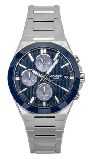 Casio Edifice Analog Chronograph Stainless Steel Blue Dial Solar EFS-S650D-2A 100M Men's Watch