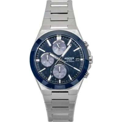 Casio Edifice Analog Chronograph Stainless Steel Blue Dial Solar EFS-S650D-2A 100M Men's Watch