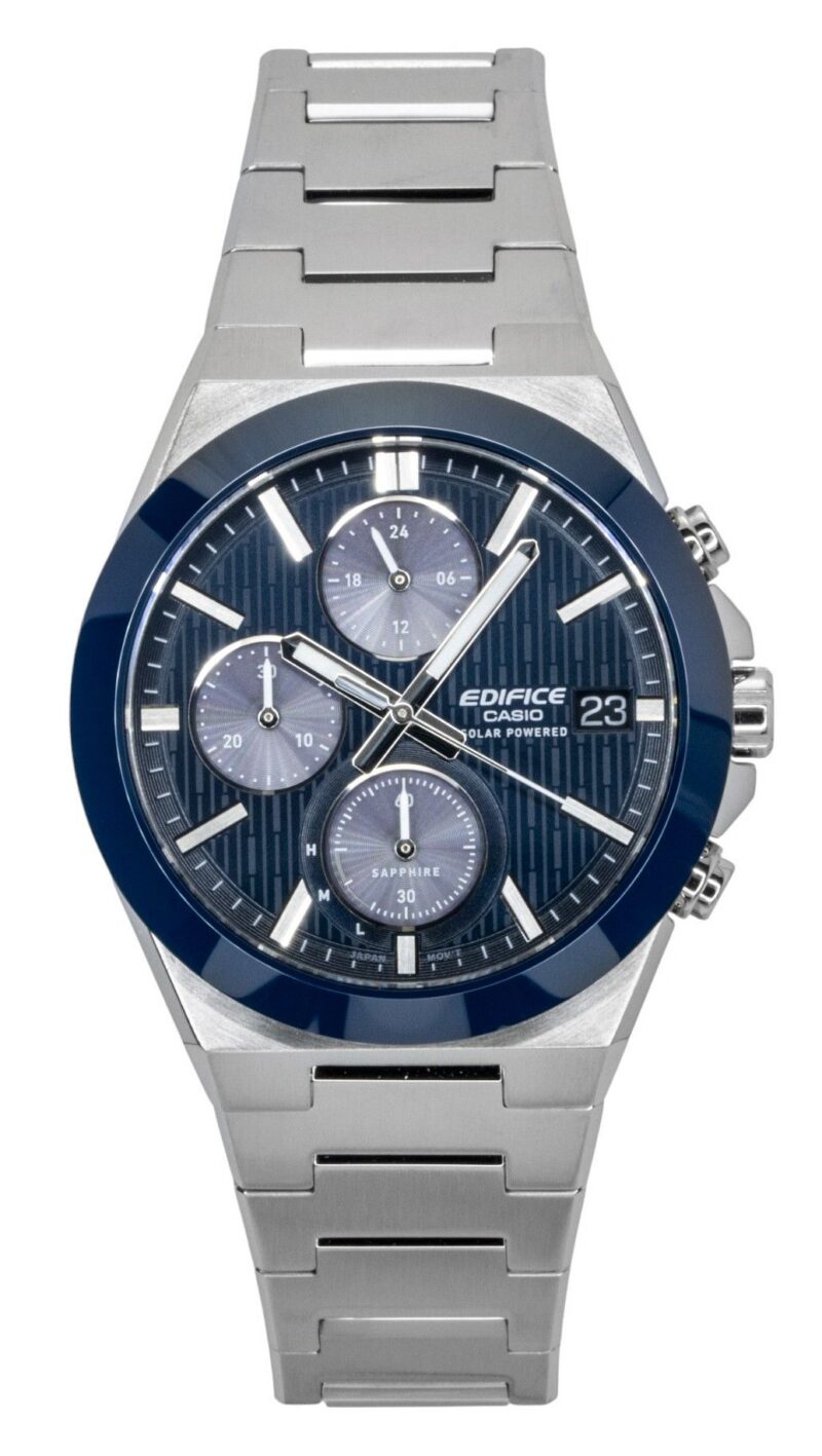 Casio Edifice Analog Chronograph Stainless Steel Blue Dial Solar EFS-S650D-2A 100M Men's Watch