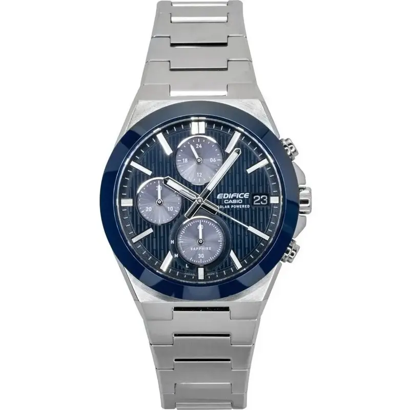 Casio Edifice Analog Chronograph Stainless Steel Blue Dial Solar EFS-S650D-2A 100M Men's Watch