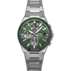 Casio Edifice Analog Chronograph Stainless Steel Green Dial Solar EFS-S650D-3A 100M Men's Watch