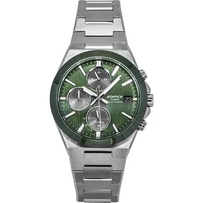 Casio Edifice Analog Chronograph Stainless Steel Green Dial Solar EFS-S650D-3A 100M Men's Watch