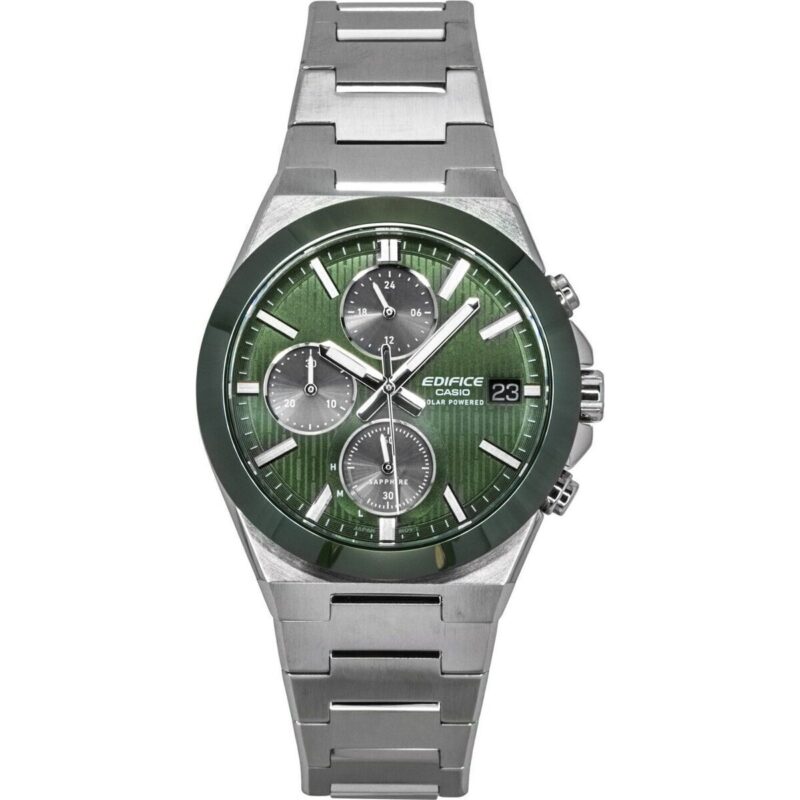 Casio Edifice Analog Chronograph Stainless Steel Green Dial Solar EFS-S650D-3A 100M Men's Watch Casio Edifice Analog Chronograph Stainless Steel Green Dial Solar EFS-S650D-3A 100M Men's Watch