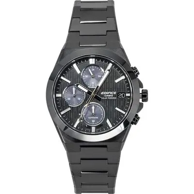Casio Edifice Analog Chronograph Stainless Steel Black Dial Solar EFS-S650DC-1A 100M Men's Watch