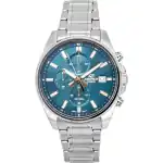 Casio Edifice Analog Standard Chronograph Stainless Steel Turquoise Dial Quartz EFV-610DE-2A 100M Men's Watch