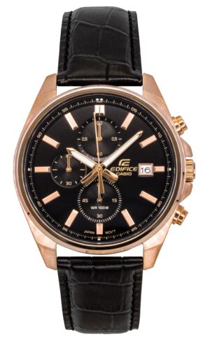 Casio Edifice Analog Standard Chronograph Leather Strap Black Dial Quartz EFV-610ECL-1A 100M Men's Watch