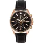 Casio Edifice Analog Standard Chronograph Leather Strap Black Dial Quartz EFV-610ECL-1A 100M Men's Watch