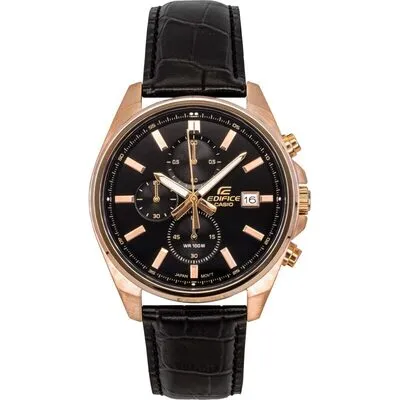 Casio Edifice Analog Standard Chronograph Leather Strap Black Dial Quartz EFV-610ECL-1A 100M Men's Watch