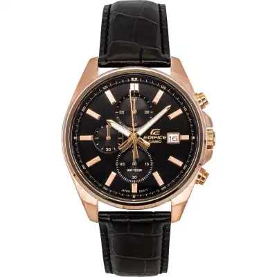 Casio Edifice Analog Standard Chronograph Leather Strap Black Dial Quartz EFV-610ECL-1A 100M Men's Watch