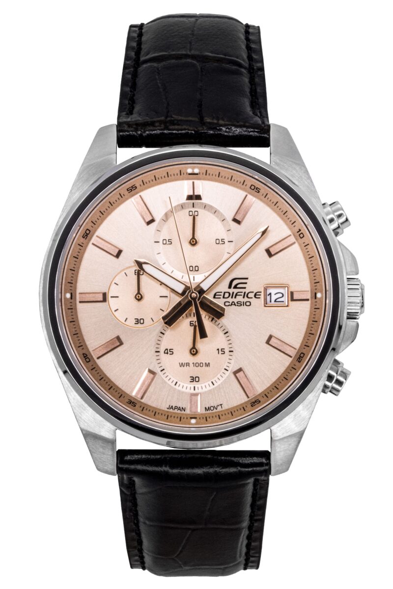 Casio Edifice Analog Standard Chronograph Leather Strap Salmon Dial Quartz EFV-610EL-5A 100M Men's Watch Casio Edifice Analog Standard Chronograph Leather Strap Salmon Dial Quartz EFV-610EL-5A 100M Men's Watch