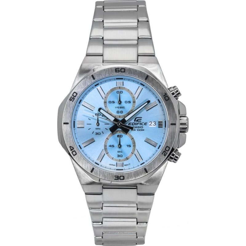 Casio Edifice Standard Chronograph Analog Stainless Steel Blue Dial Quartz EFV-640D-2BV 100M Men's Watch Casio Edifice Standard Chronograph Analog Stainless Steel Blue Dial Quartz EFV-640D-2BV 100M Men's Watch