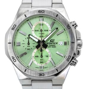 Casio Edifice Standard Chronograph Analog Stainless Steel Green Dial Quartz EFV-640D-3AV 100M Men's Watch