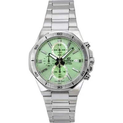 Casio Edifice Standard Chronograph Analog Stainless Steel Green Dial Quartz EFV-640D-3AV 100M Men's Watch