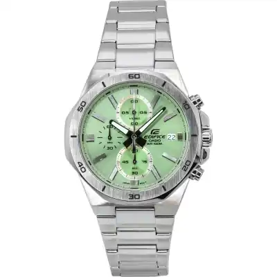 Casio Edifice Standard Chronograph Analog Stainless Steel Green Dial Quartz EFV-640D-3AV 100M Men's Watch