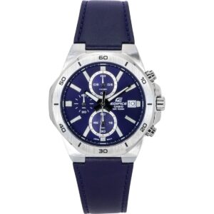 Casio Edifice Standard Chronograph Leather Strap Blue Dial Quartz EFV-640L-2A 100M Men's Watch