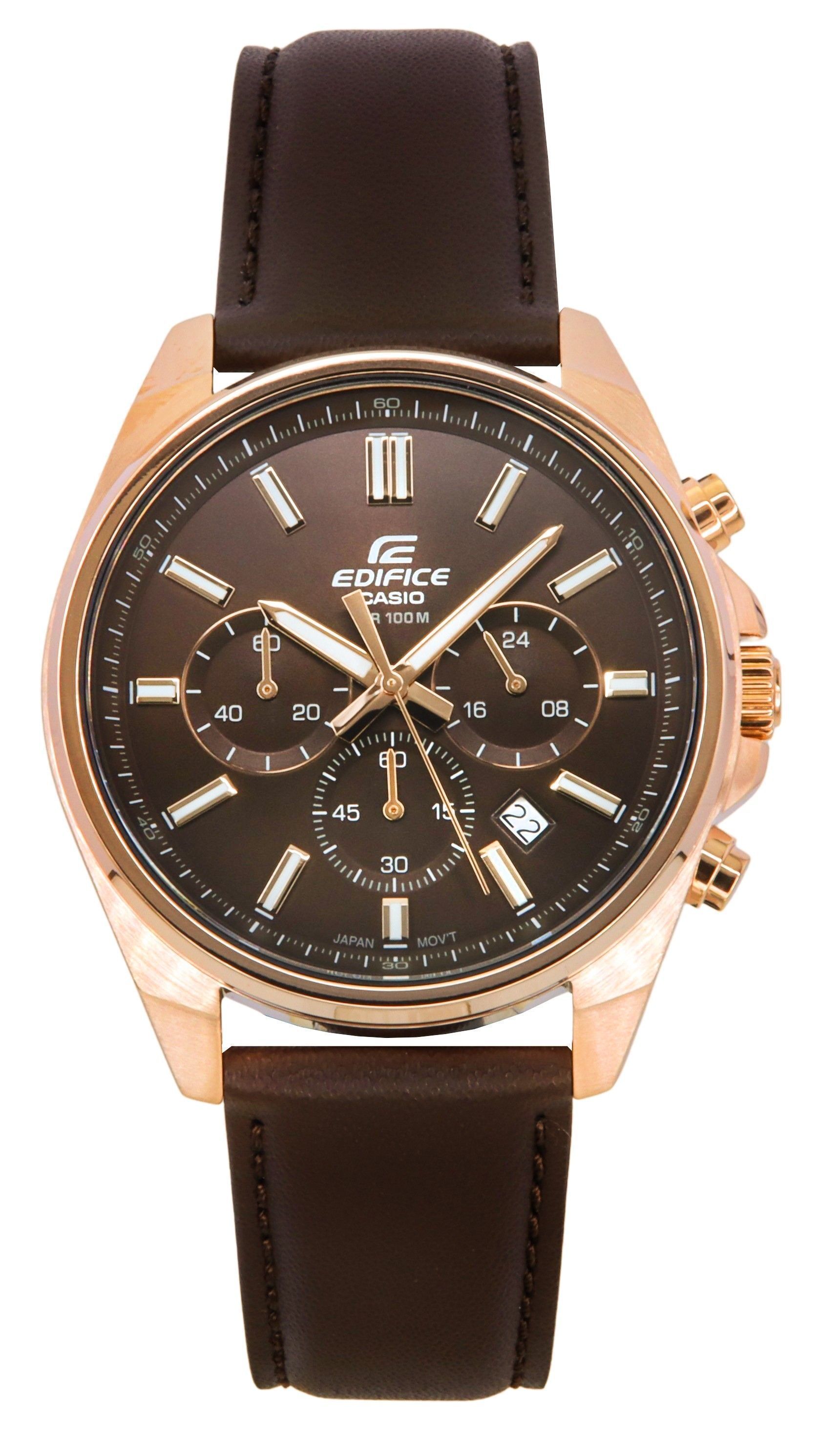 Casio Edifice Analog Standard Chronograph Brown Dial Quartz EFV-650CL-5AV 100M Men's Watch