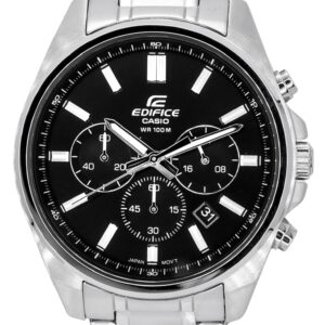 Casio Edifice Standard Chronograph Stainless Steel Black Dial Quartz EFV-650D-1A 100M Men's Watch