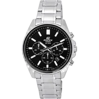 Casio Edifice Standard Chronograph Stainless Steel Black Dial Quartz EFV-650D-1A 100M Men's Watch