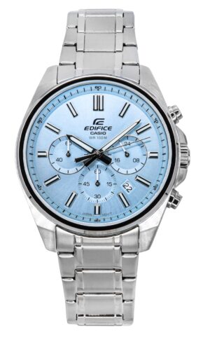 Casio Edifice Analog Standard Chronograph Light Blue Dial Quartz EFV-650D-2BV 100M Men's Watch