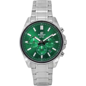 Casio Edifice Standard Analog Chronograph Stainless Steel Green Dial Quartz EFV-650D-3A 100M Men's Watch