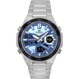 Casio Edifice Analog Digital Stainless Steel Blue Dial Quartz EFV-C110D-2B 100M Men's Watch