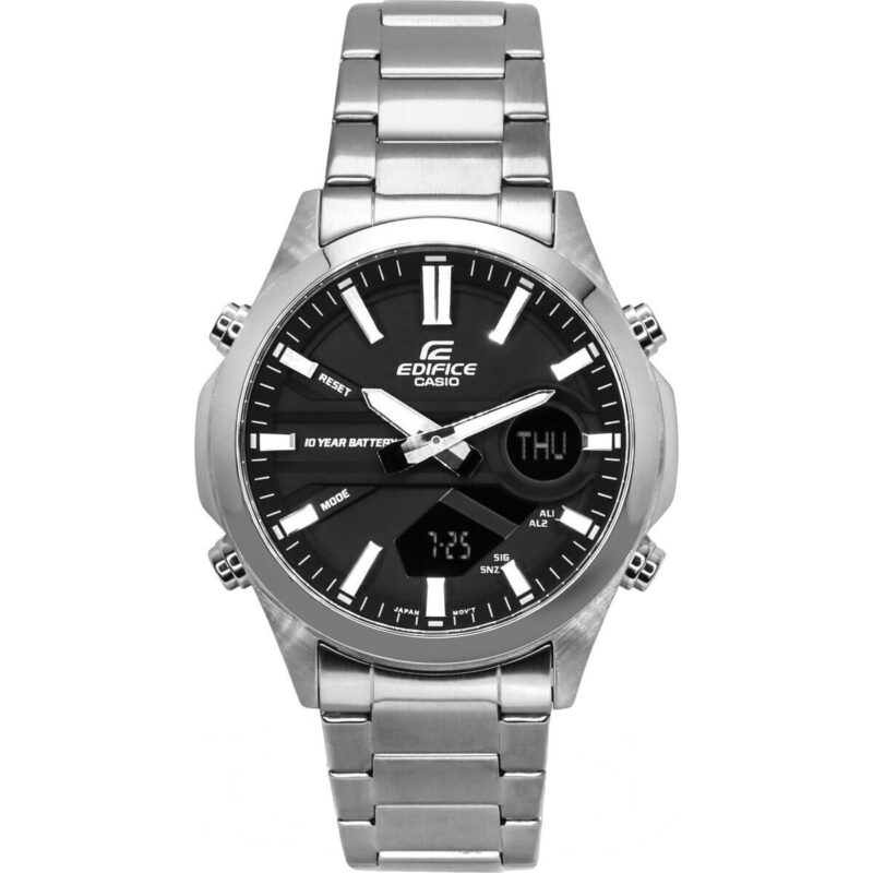 Casio Edifice Analog Digital Stainless Steel Black Dial Quartz EFV-C120D-1A 200M Men's Watch